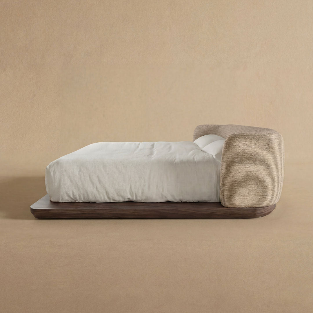 Gray Upholstered Queen Bed 101x80 Inches