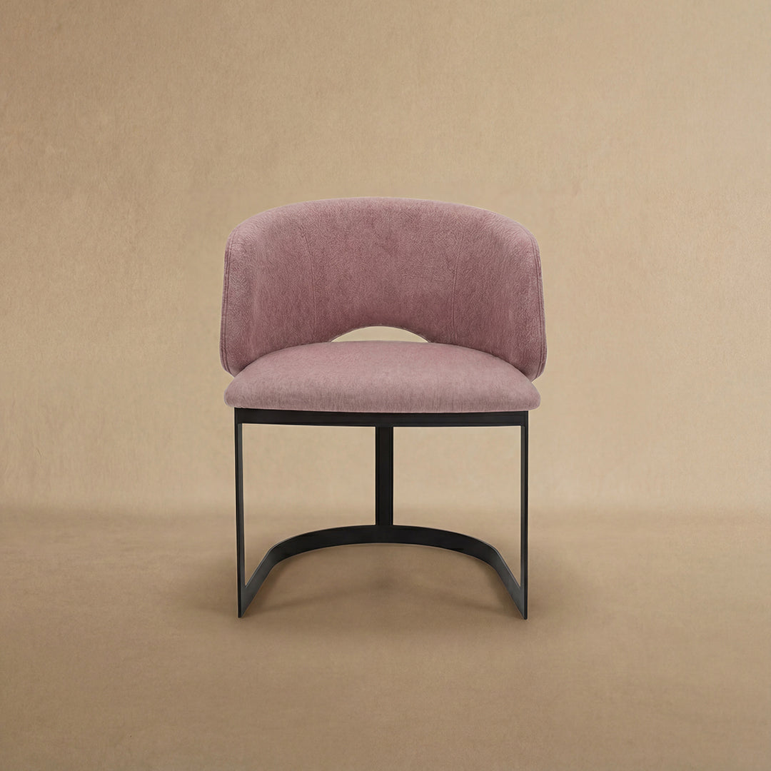 Mezzaluna Dining Chair with Upholstered Back and Metal Base