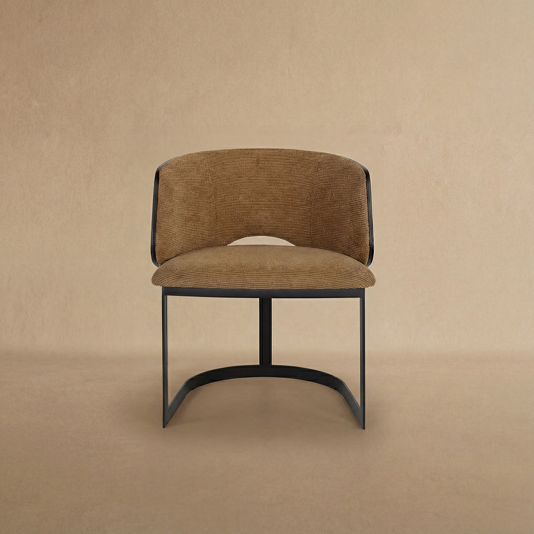 Mezzaluna Dining Chair with Veneer Back and Metal Base