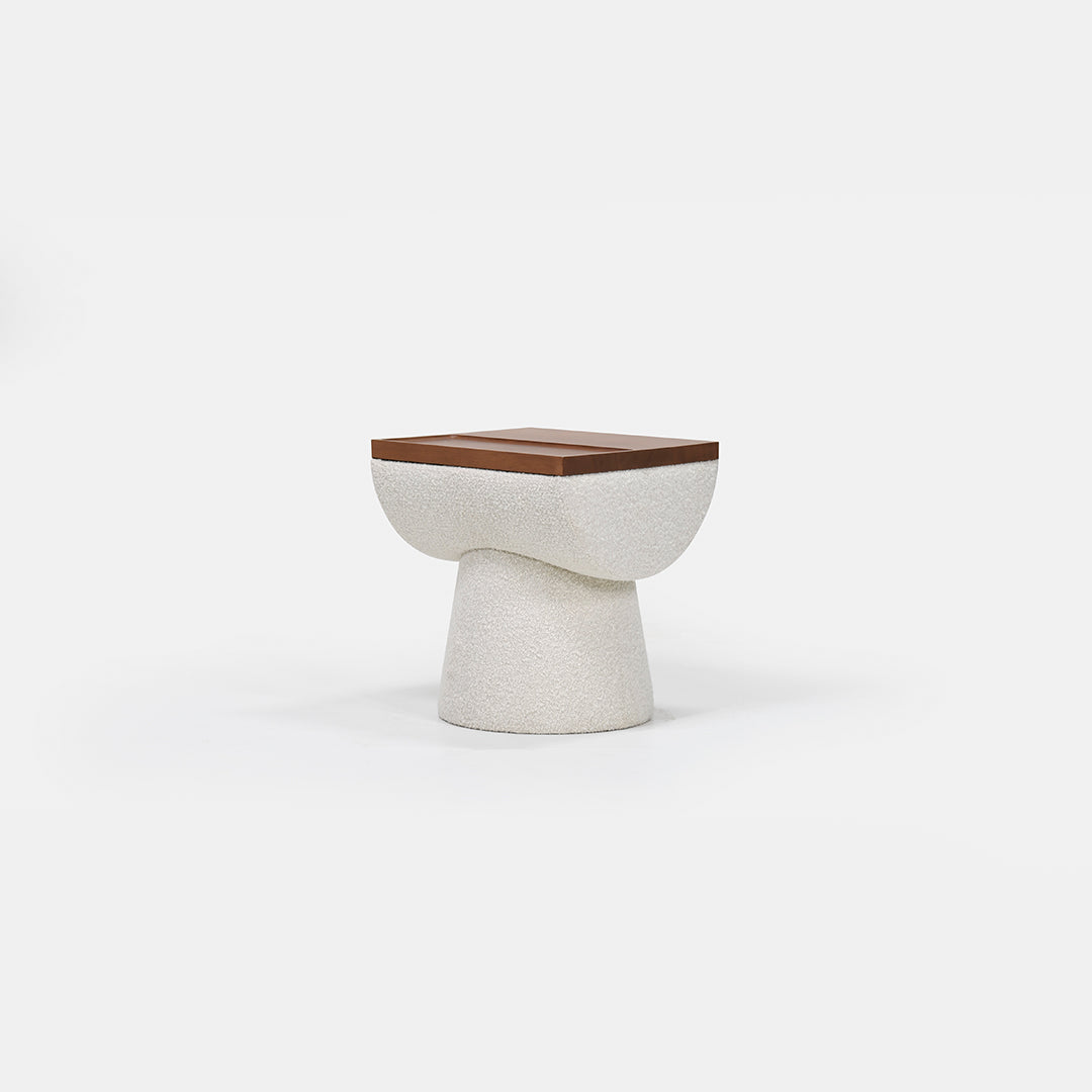 Oak Top Upholstered Accent Table Set - 18" Round Side Tables