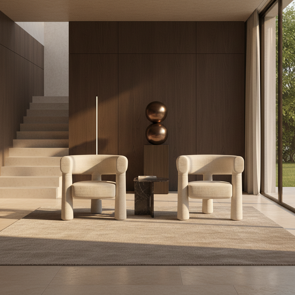 Upholstered Lounge Chair - Single Seat - Three-Leg Design